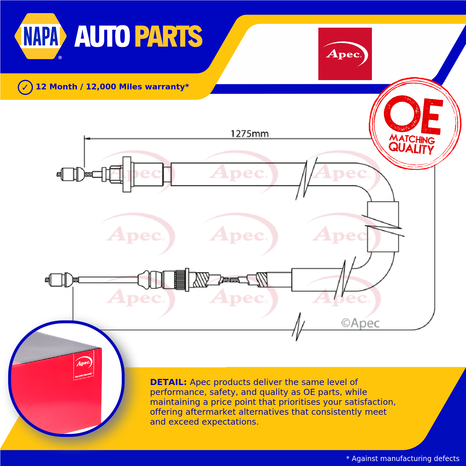 Apec Handbrake Cable Rear Right CAB1384 [PM1801192]