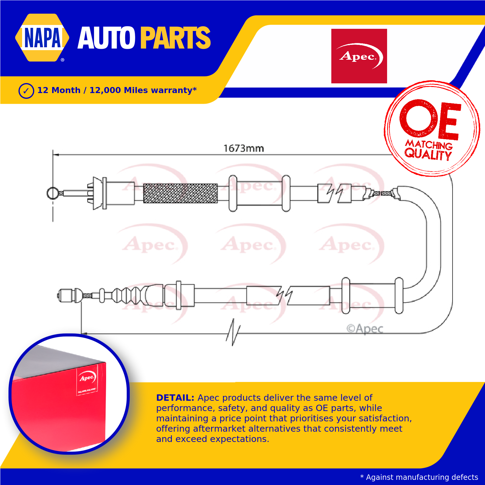 Apec Handbrake Cable Rear Right CAB1112 [PM1801044]