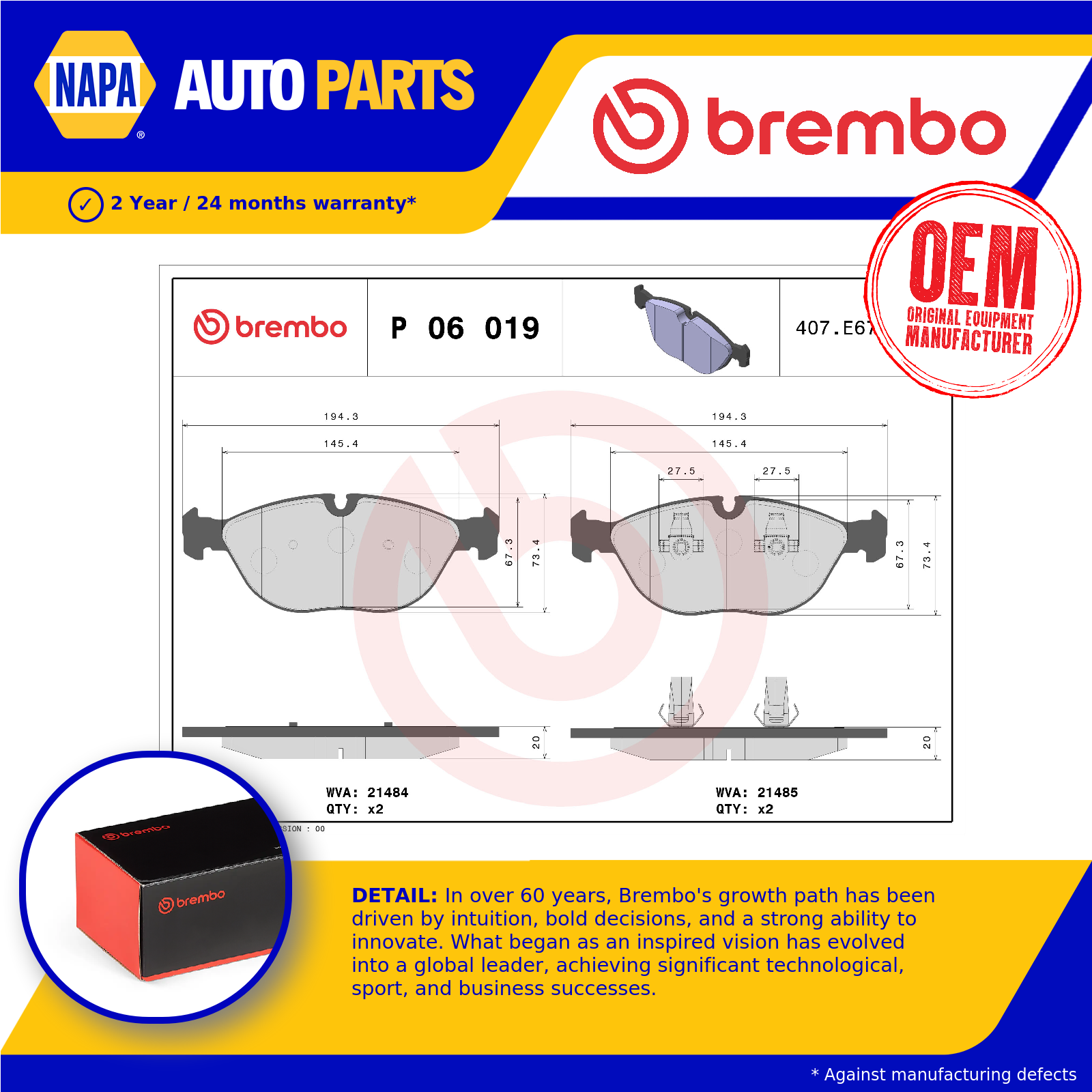 Brembo Brake Pads Set Front P06019 [PM2261007]
