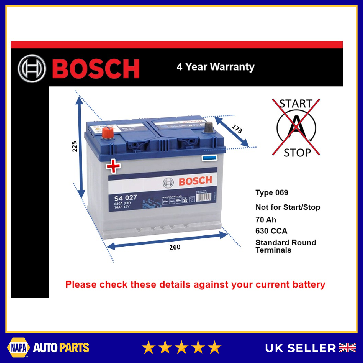 Bosch Car Battery 0092S40270 [PM360769]