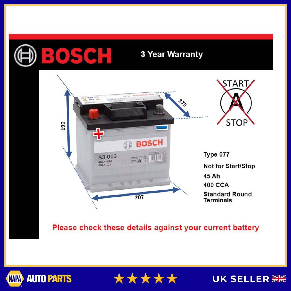 Bosch Car Battery 0092S30030 [PM360760]