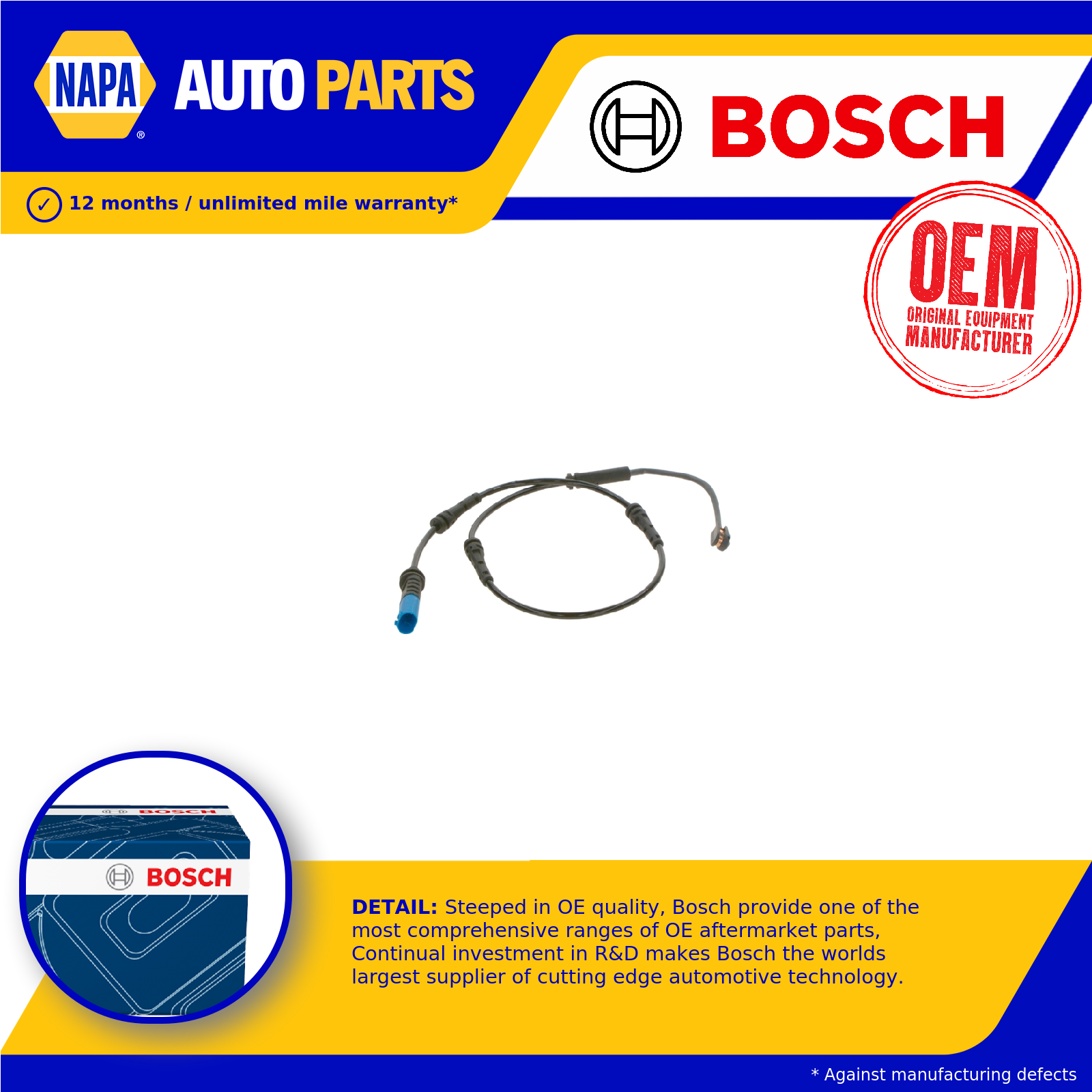 Bosch Brake Pad Wear Indicator Sensor Rear 1987473617 [PM1876852]