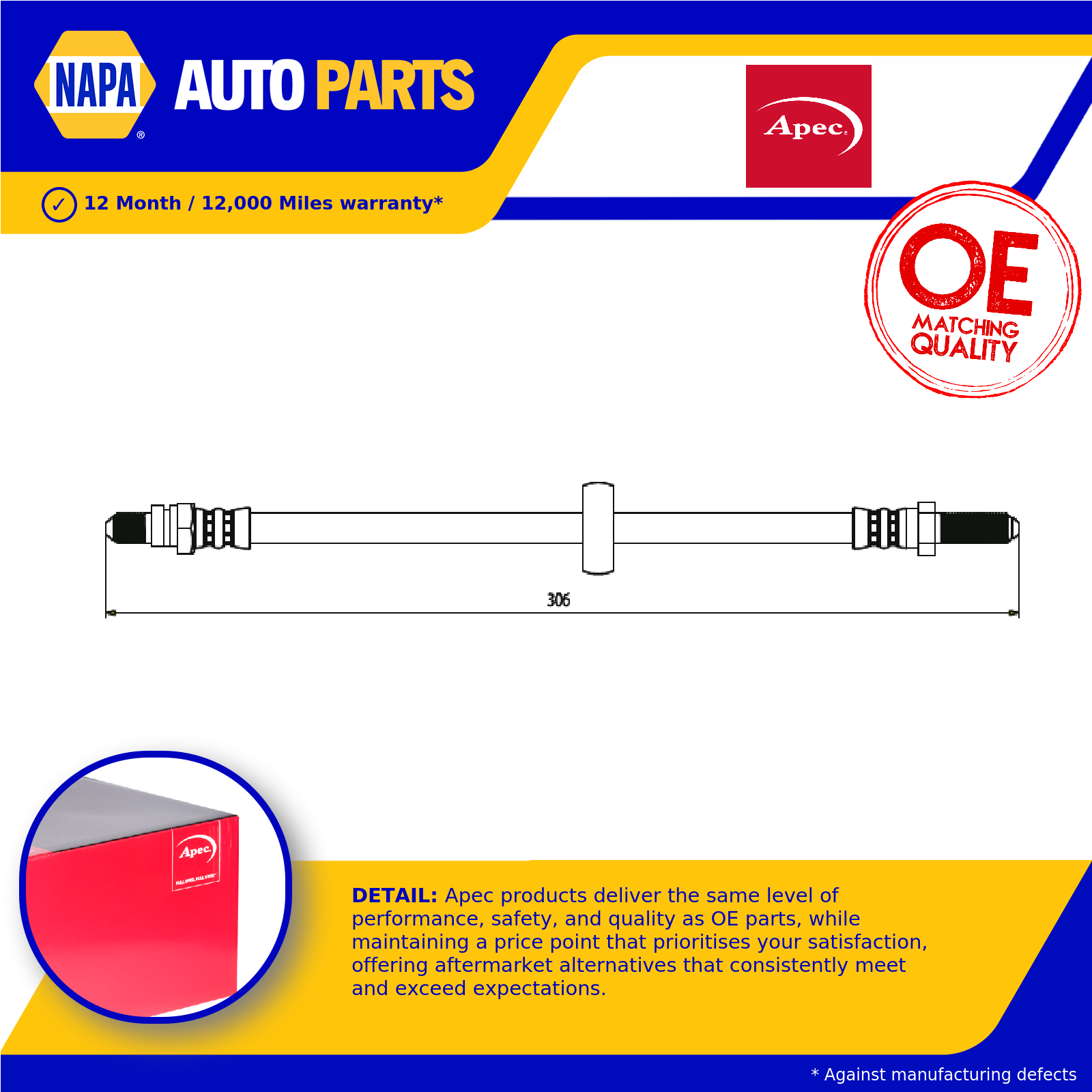 Apec Brake Hose Rear Left HOS3366 [PM1803908]