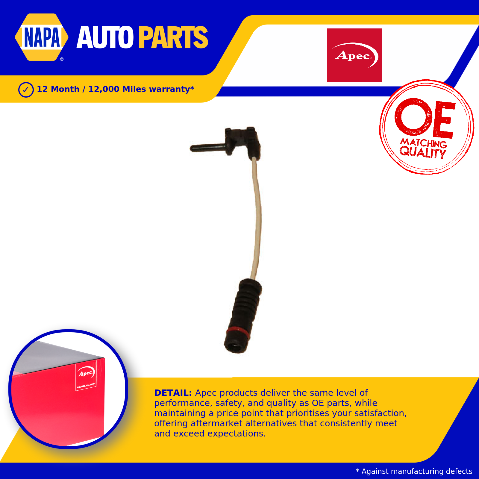 Apec Brake Pad Wear Indicator Sensor WIR5100 [PM1810928]
