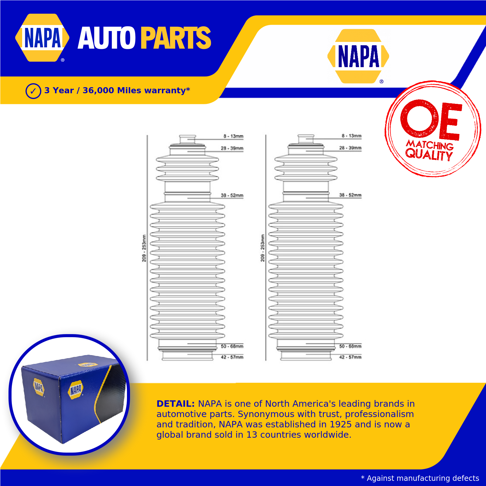 NAPA Steering Rack Boot Left NCB3003 [PM1906610]