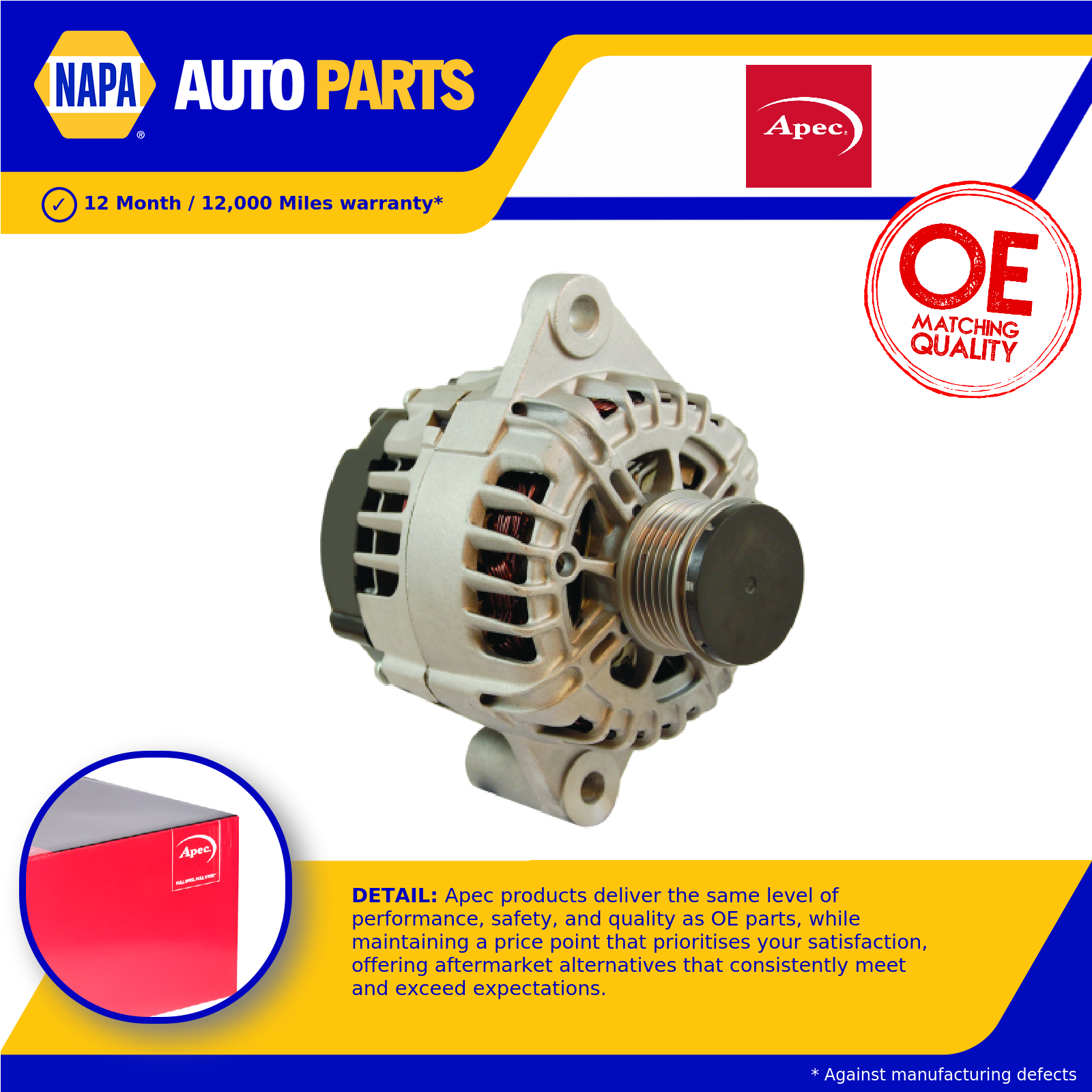 Alternator AAL1201 Apec 1202318 1202333 1204623 13502581 13588306 Quality New