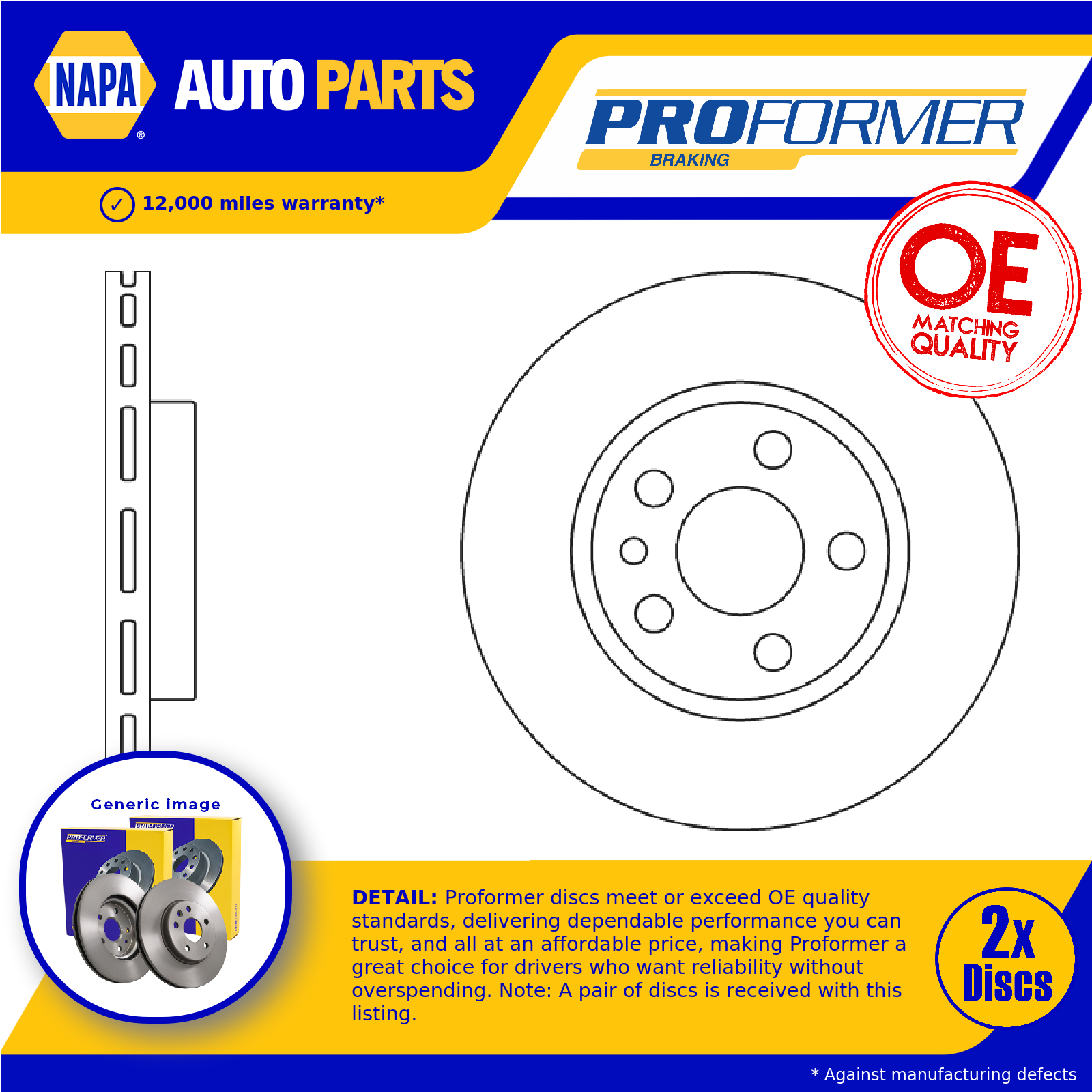 Proformer 2x Brake Discs Pair Vented Front PBD8193 [PM1992064]