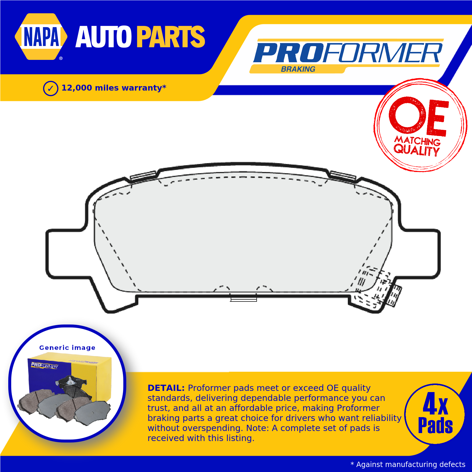 Proformer Brake Pads Set Rear PBP7418 [PM1993061]