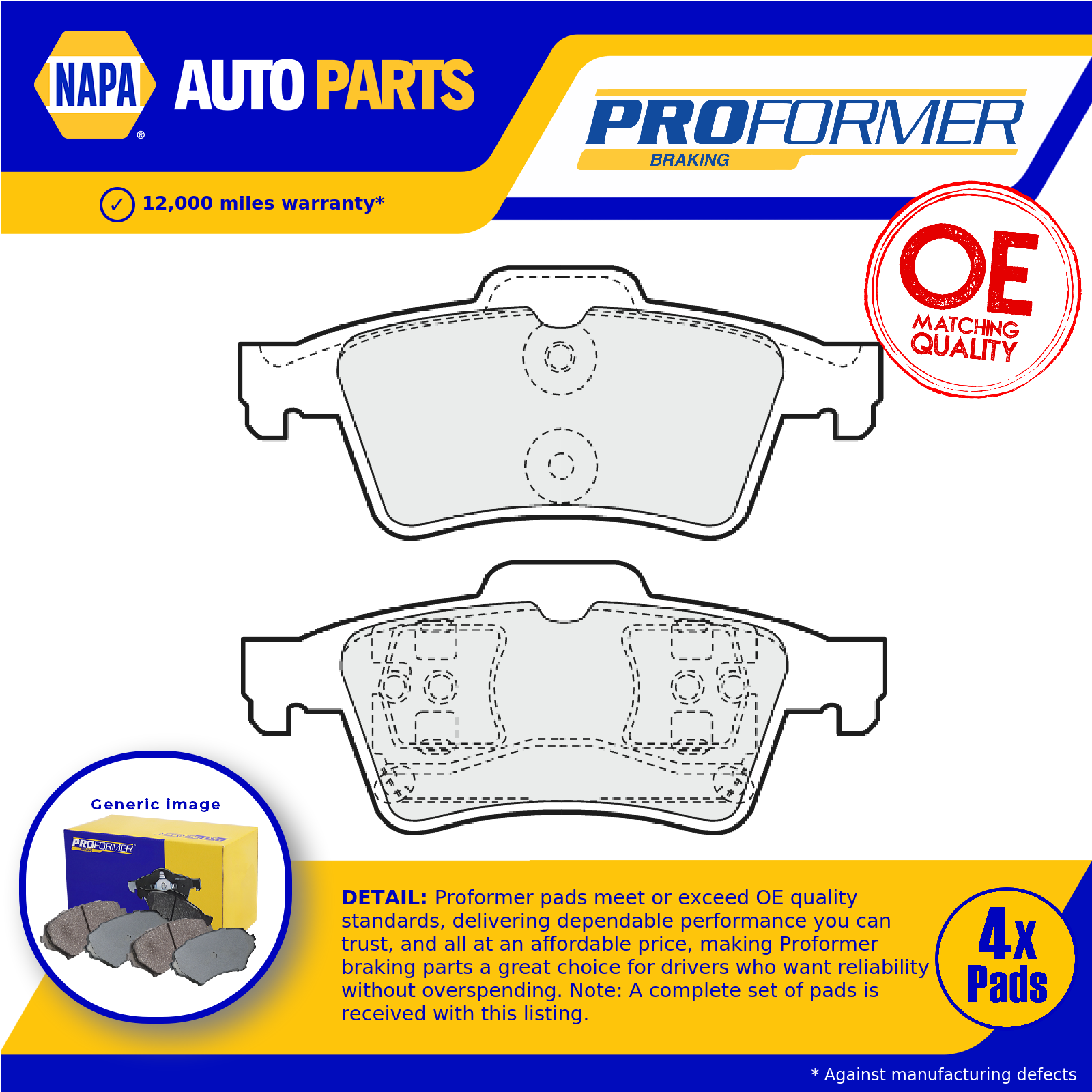 Proformer Brake Pads Set Rear PBP7651 [PM1993287]