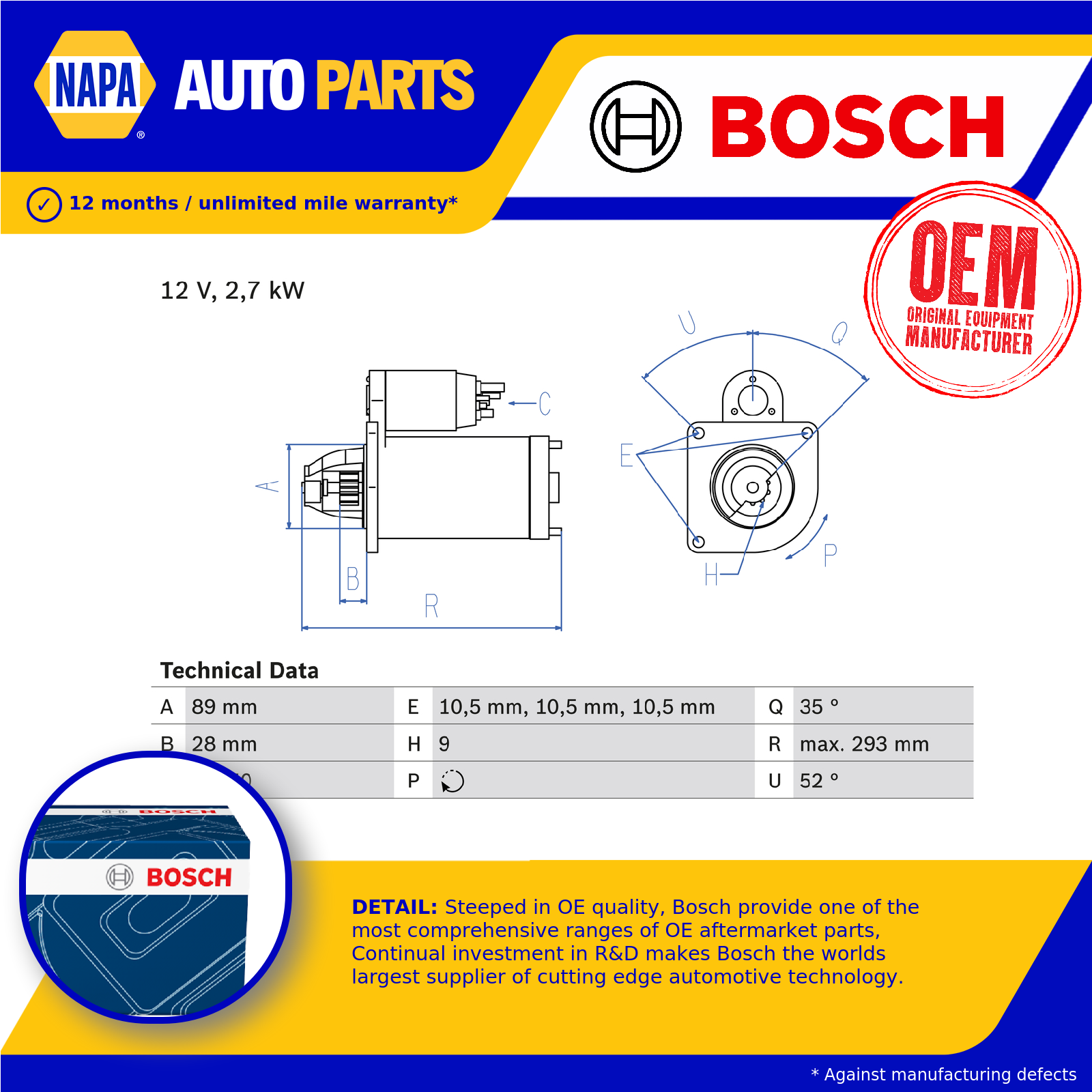 Bosch Starter Motor 0986011140 [PM221877]