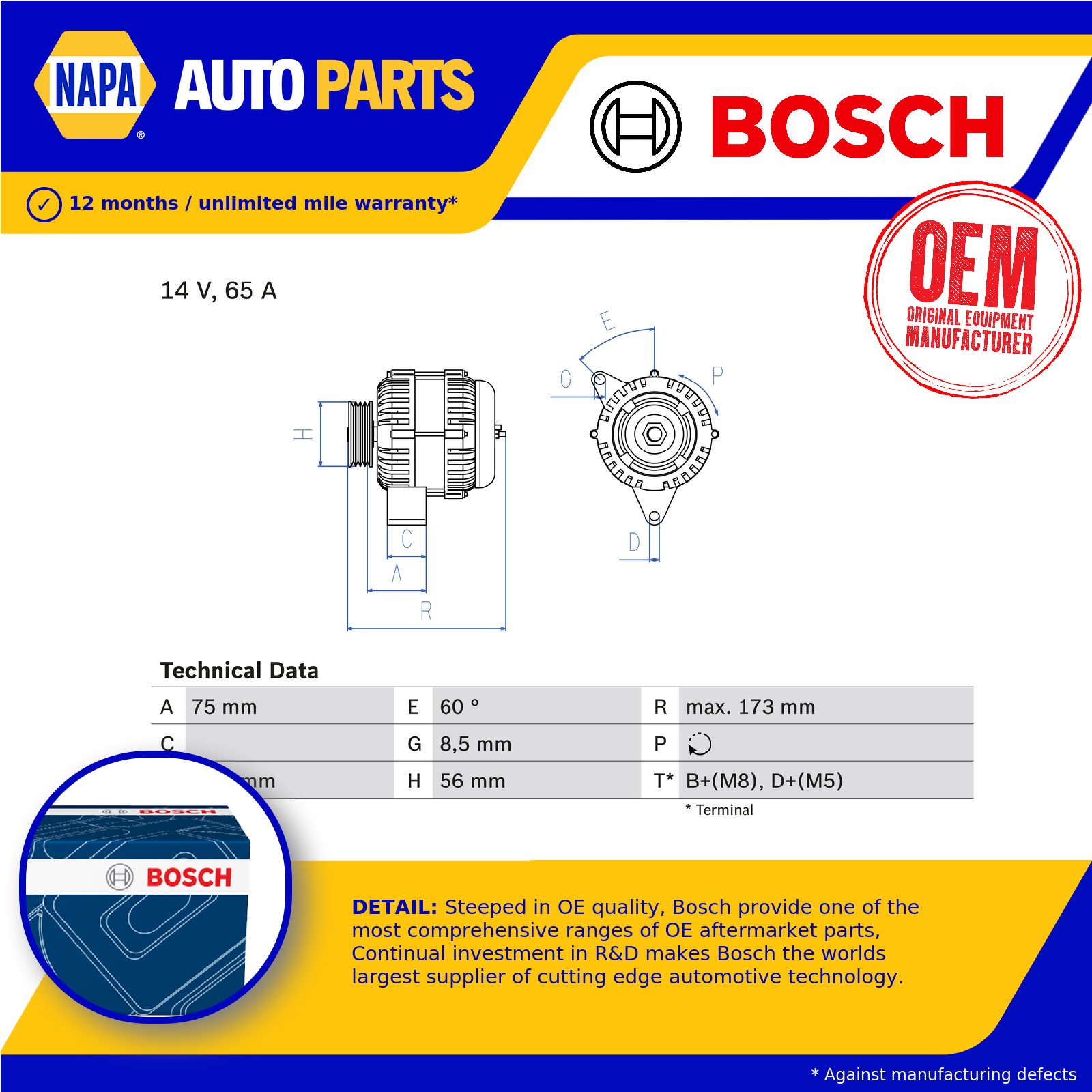 Bosch Alternator 0986042111 [PM270138]