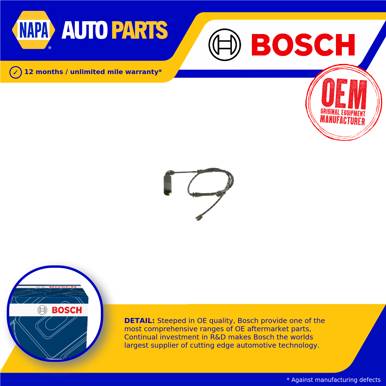 Bosch Brake Pad Wear Indicator Sensor Front 1987474943 [PM346677]