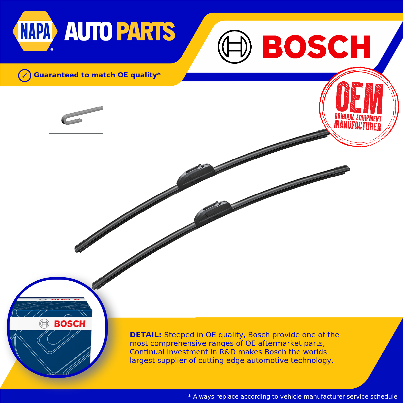 Bosch 2x Wiper Blades (Pair) Flat / Aero type Front AR609S 3397009776 [PM873503]