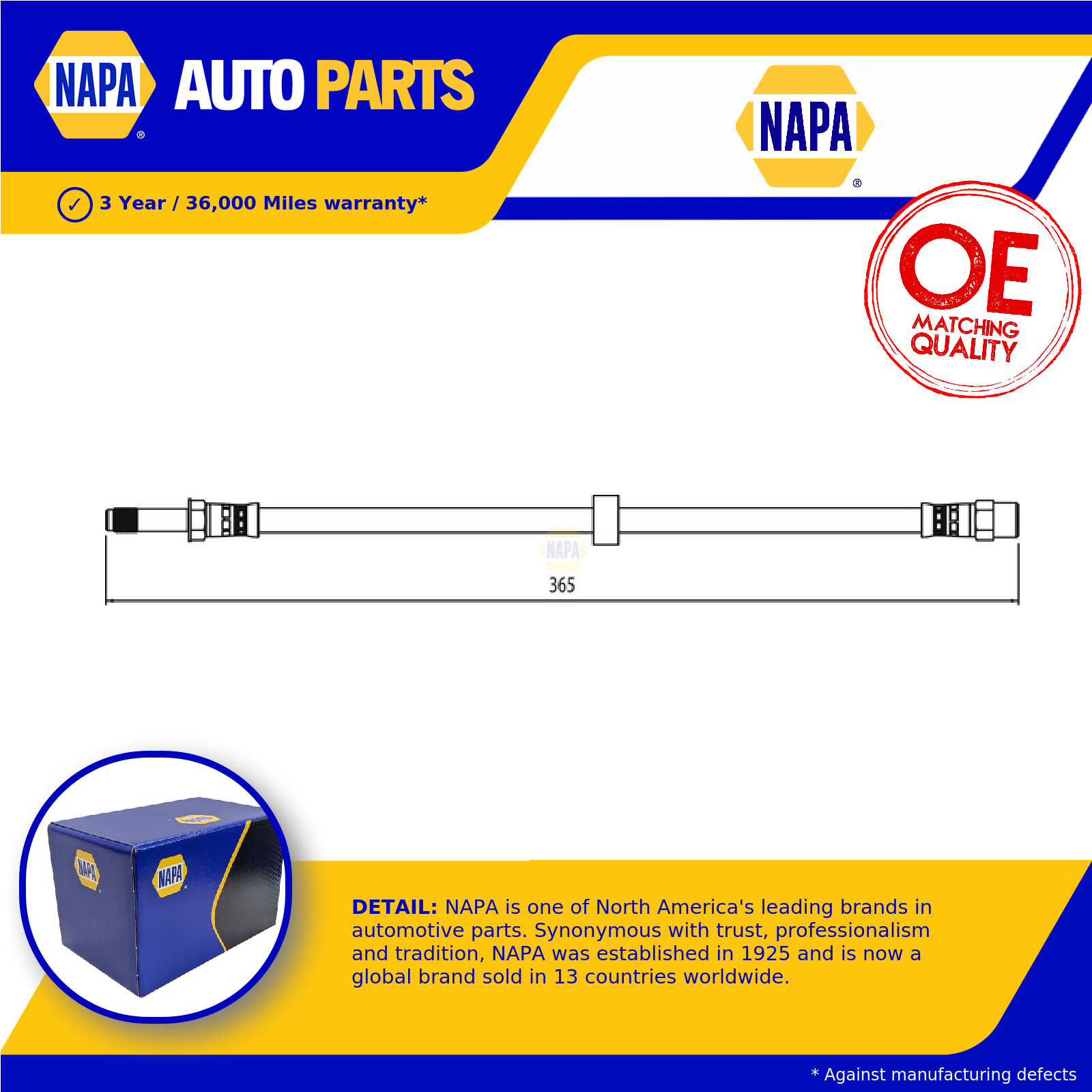 NAPA Brake Hose Front Left or Right NBH1054 [PM2020312]