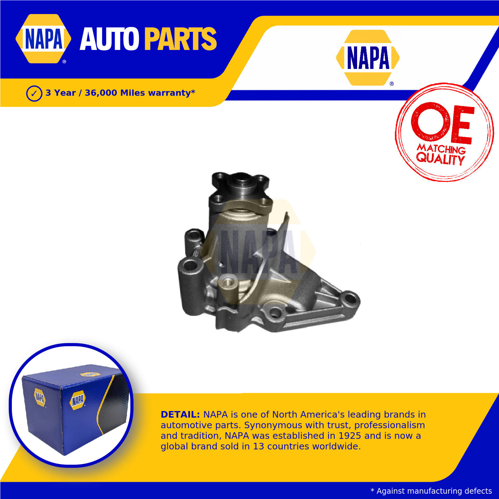 Water Pump fits HYUNDAI LANTRA XD 1.6 00 to 06 Coolant NAPA 25100236900 Quality - Image 3