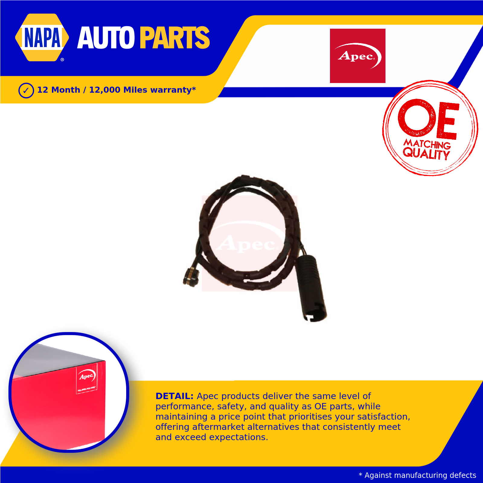 Apec Brake Pad Wear Indicator Sensor Rear WIR5136 [PM1810959]