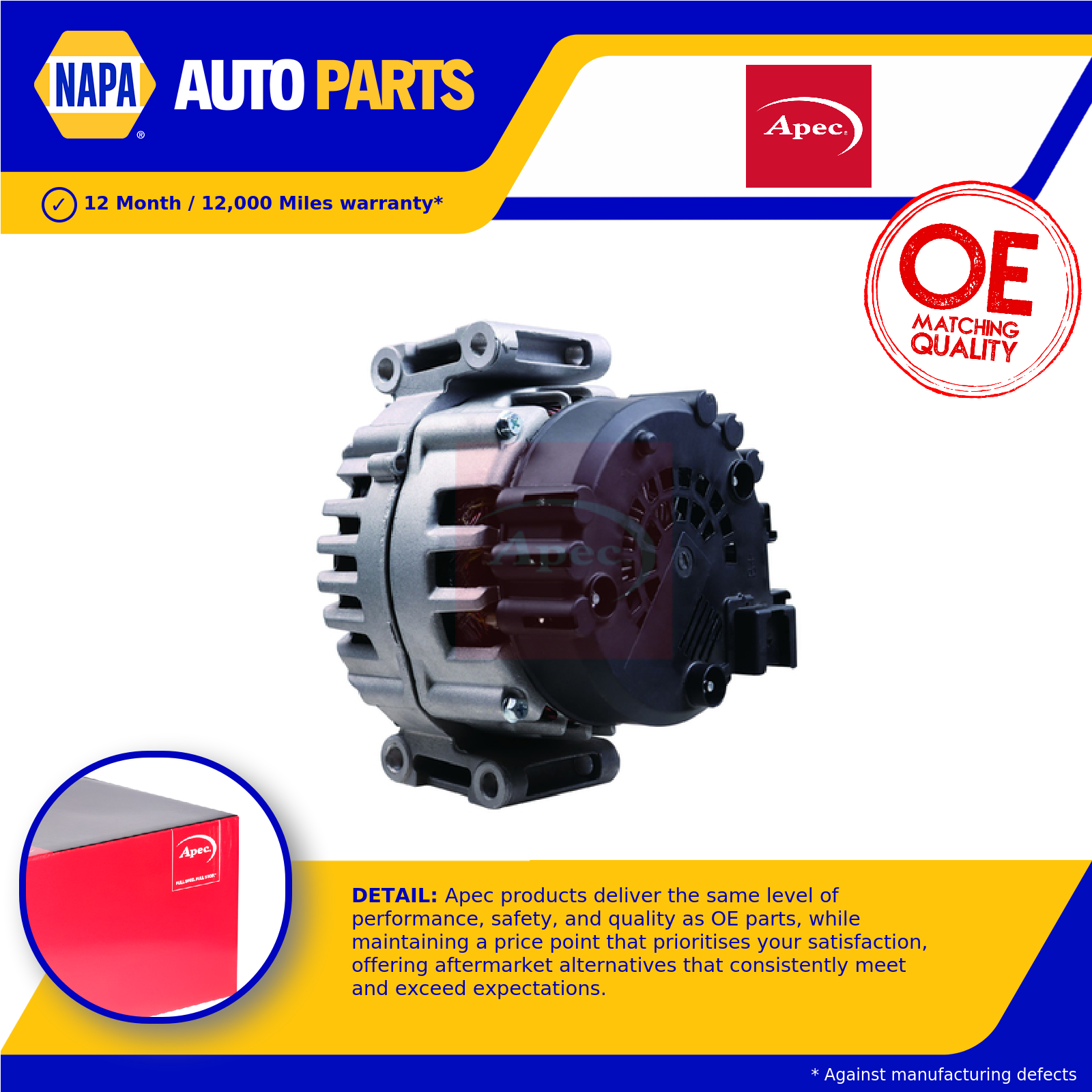 Alternator AAL1954 Apec 0009061622 0009063805 A0009061622 A0009063805 Quality