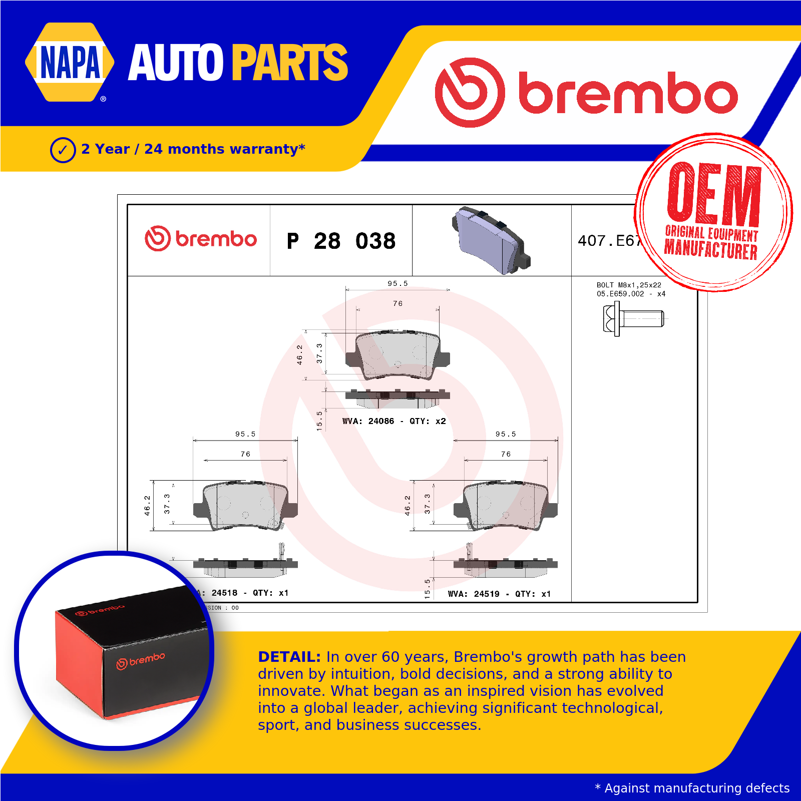 Brembo Brake Pads Set Rear P28038 [PM2261554]