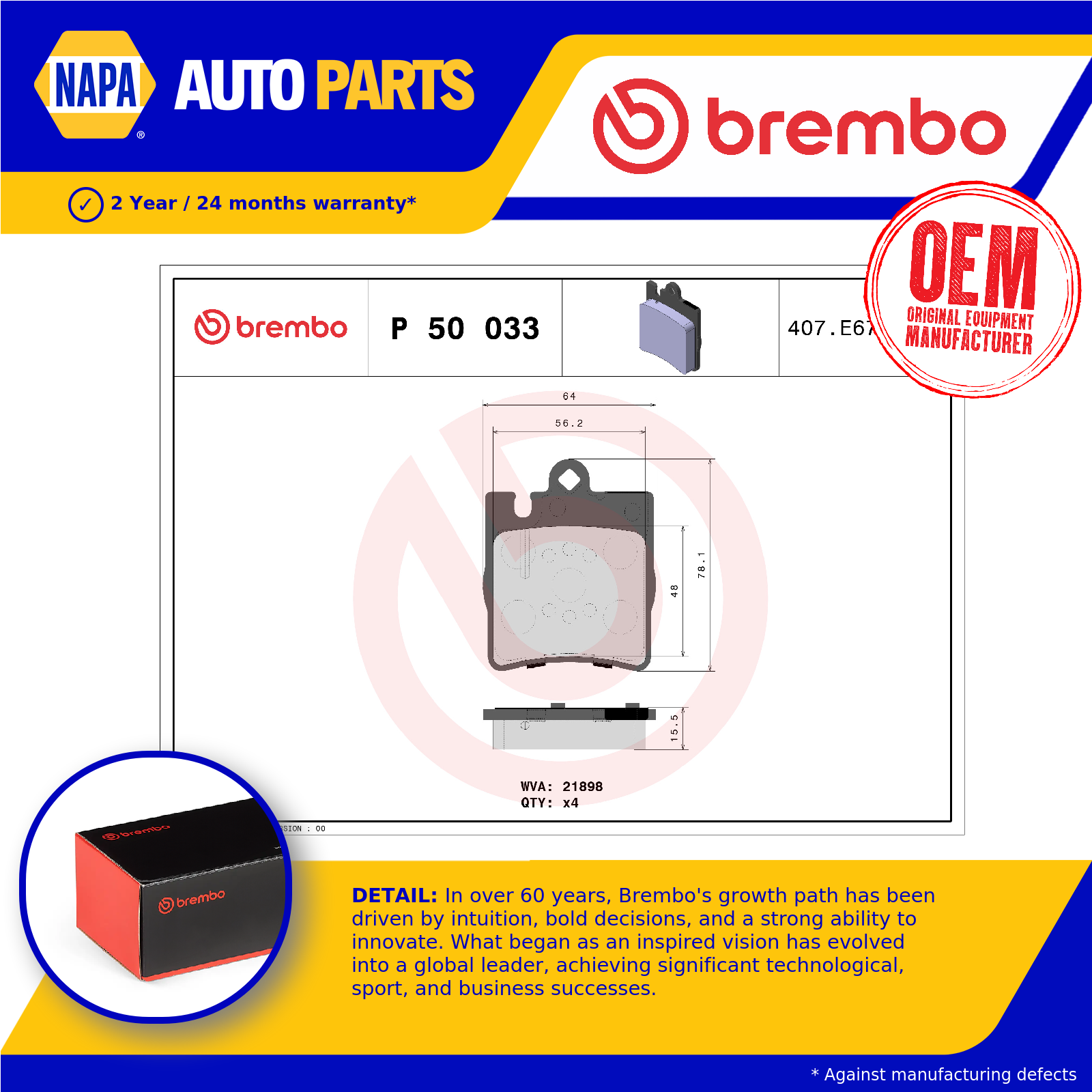 Brembo Brake Pads Set Rear P50033 [PM2261906]