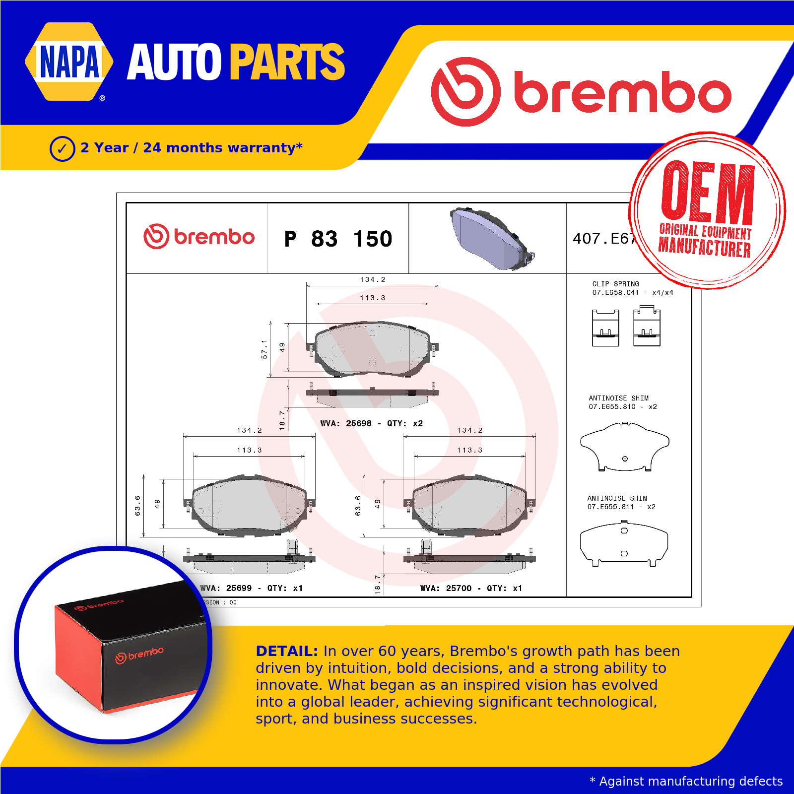 Brembo Brake Pads Set Front P83150 [PM2262754]