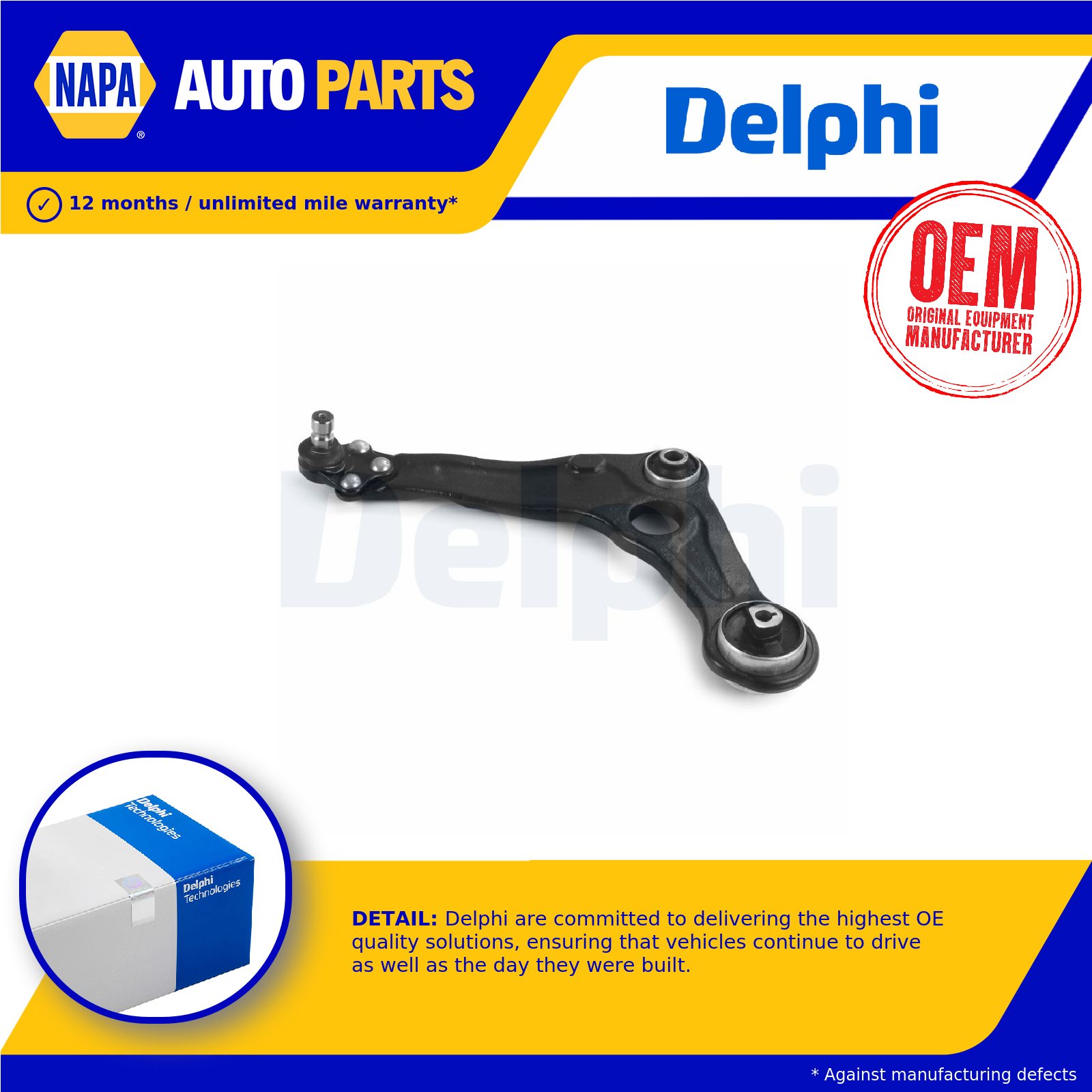Delphi Wishbone / Suspension Arm Front Lower, Left, Outer TC4767 [PM2436393]
