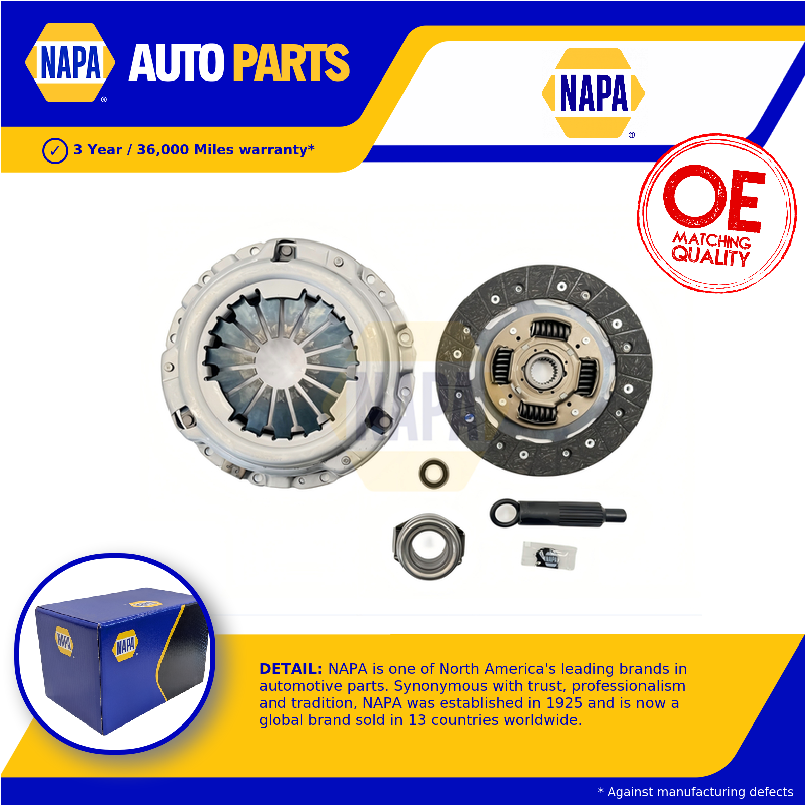 NAPA Clutch Kit 3pc (Cover+Plate+Releaser) NCL1327 [PM2570623]