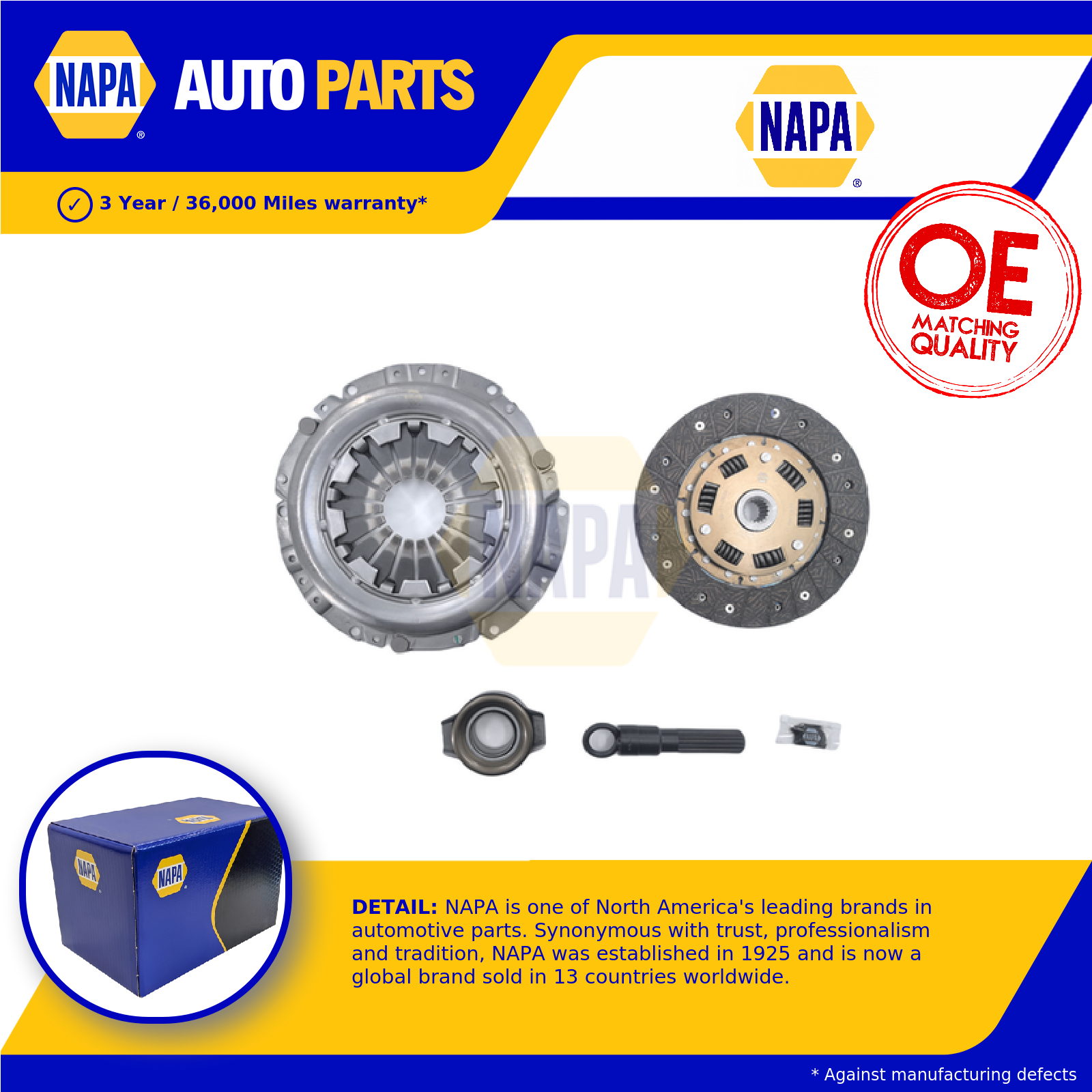 NAPA Clutch Kit 3pc (Cover+Plate+Releaser) NCL1368 [PM2597065]