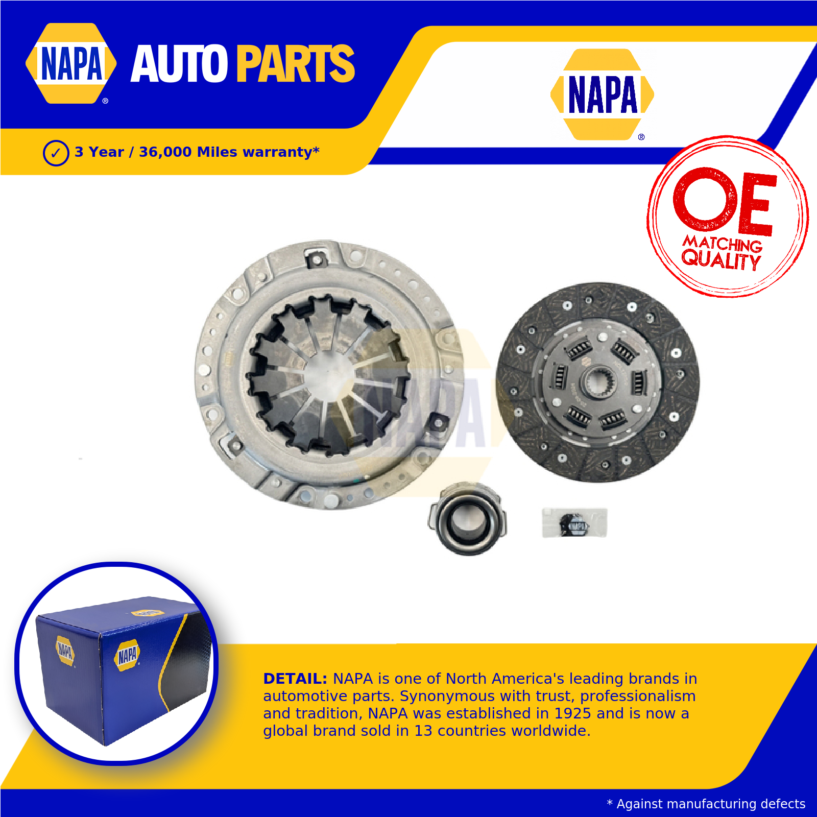 NAPA Clutch Kit 3pc (Cover+Plate+Releaser) NCL1285 [PM2701168]