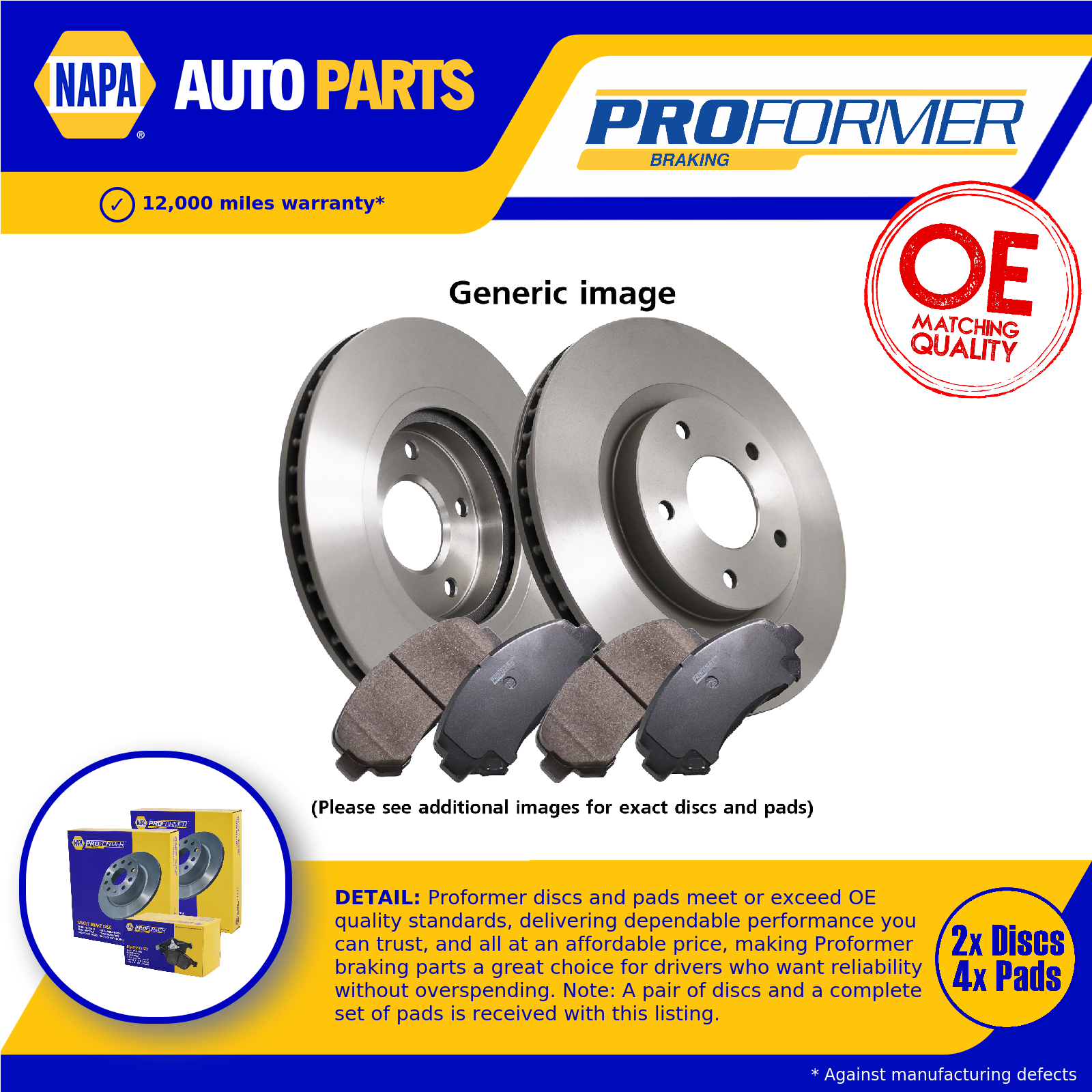 Proformer 2x Vented Brake Discs and Pads Front PBD8209+PBP7278 [PM2599745]