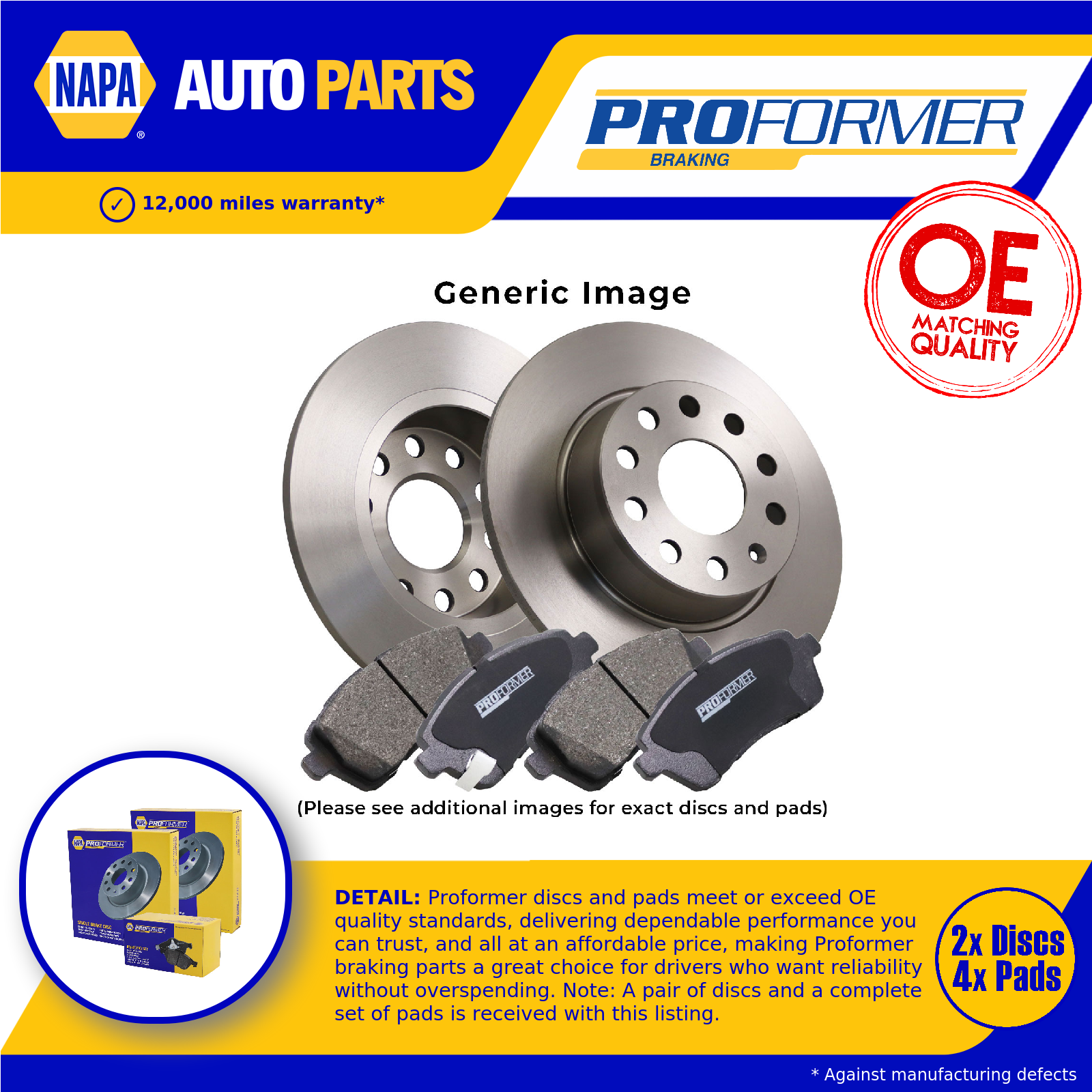 Proformer 2x Solid Brake Discs and Pads Rear PBD8154+PBP7201 [PM2599966]