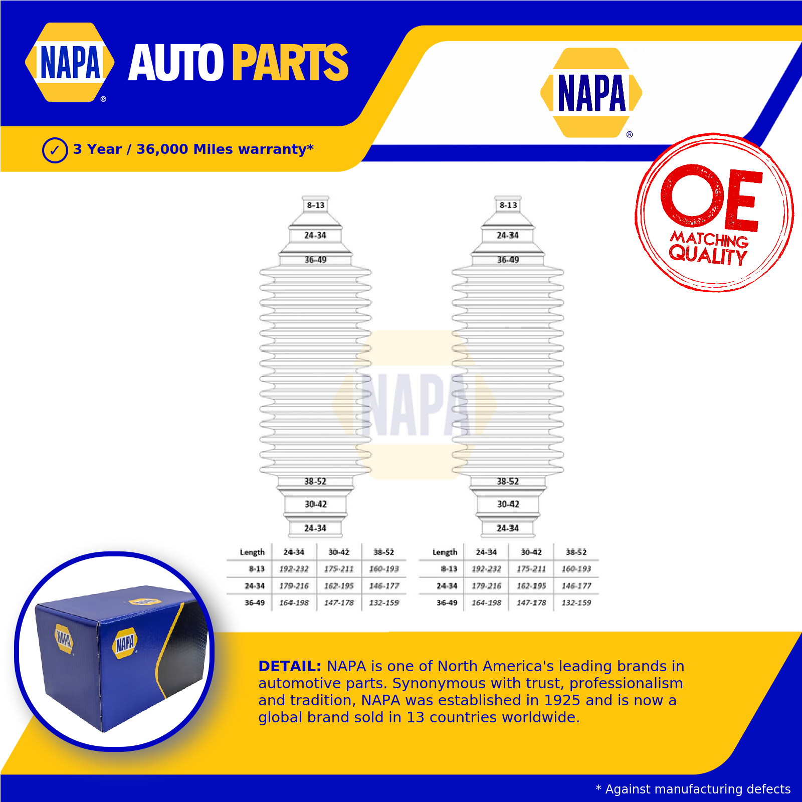 NAPA Steering Rack Boot Left NCB3002 [PM1906609]